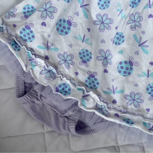 ⭒ NB Koalababy Pastel Dress Purple White Floral Ruffle Mesh Diaper Cover Bugs ⭒ - Picture 2 of 9